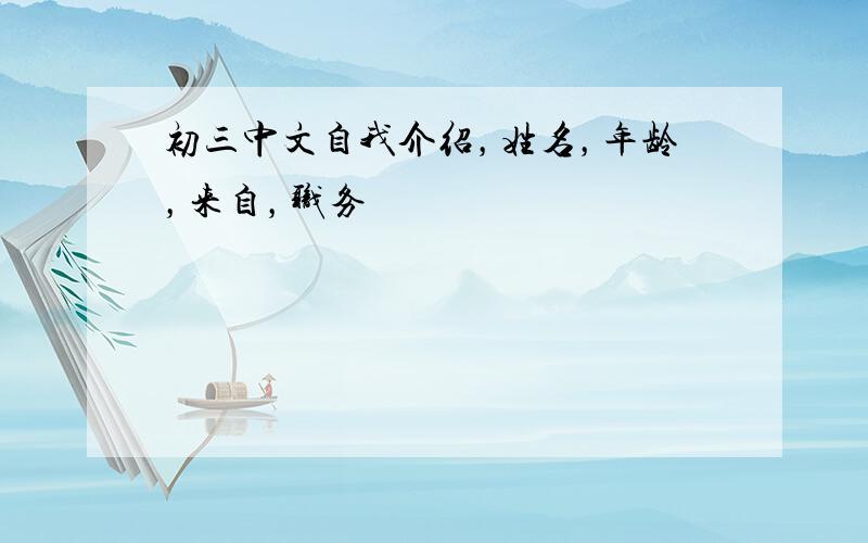 初三中文自我介绍，姓名，年龄，来自，职务