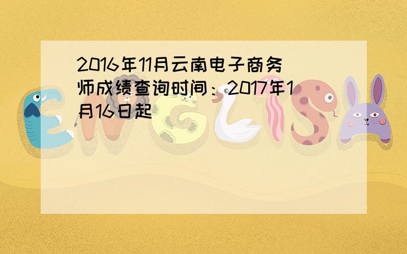 2016年11月云南电子商务师成绩查询时间：2017年1月16日起